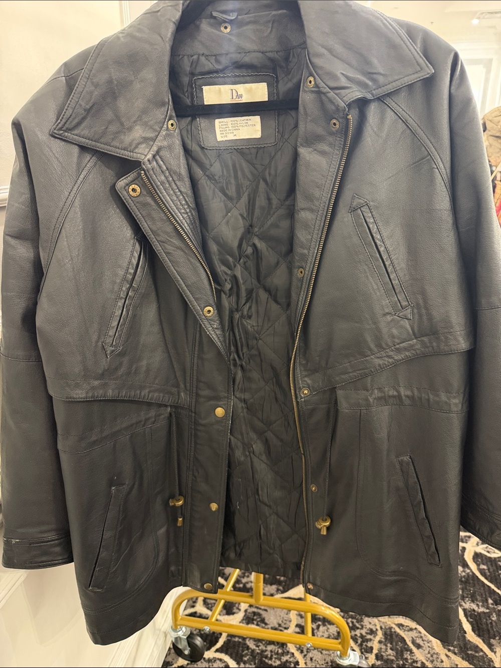 Dior Men's Black Quilted-Lined Leather Field Jacket